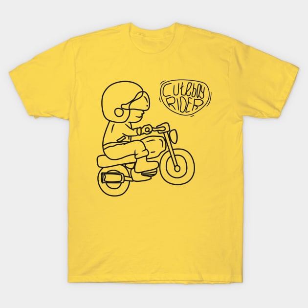 line art of Cute Boy motorcycle rider T-Shirt by bloomroge